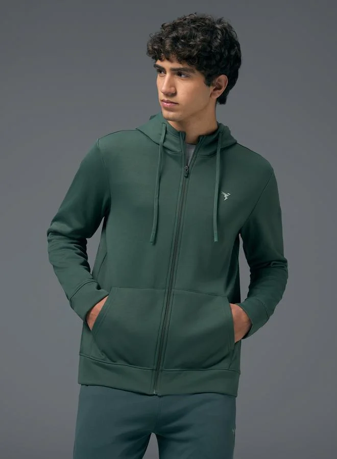 Technosport Men Solid Slim Fit Hooded Sports Jacket with TECHNOWARM